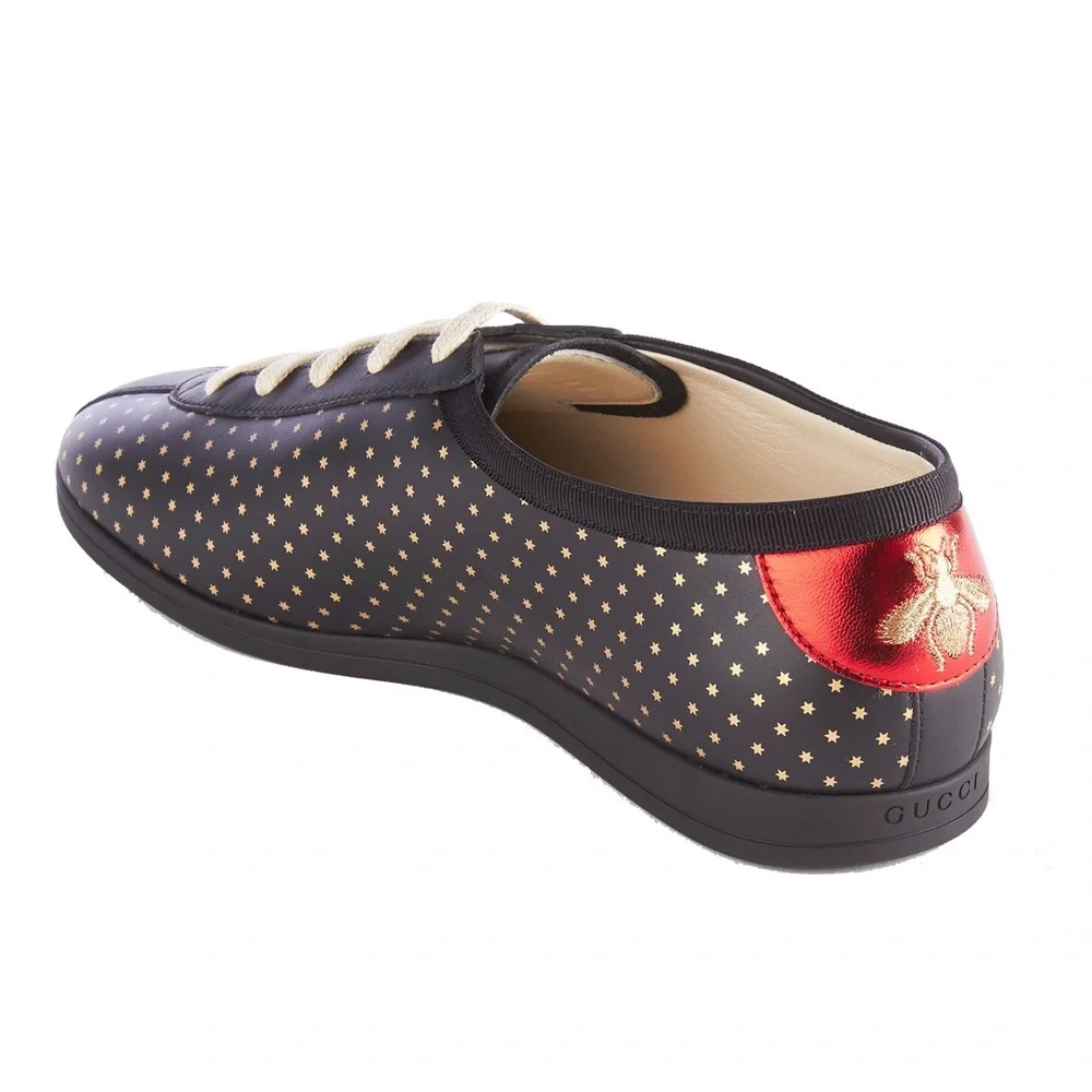 Gucci Guccy Falacer Sneaker Black Gold Stars Shoes